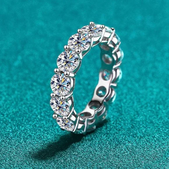 Certified 6~8 ct. t.w. 5mm Moissanite Diamond Full Eternity Band Ring NEW - Picture 5 of 15